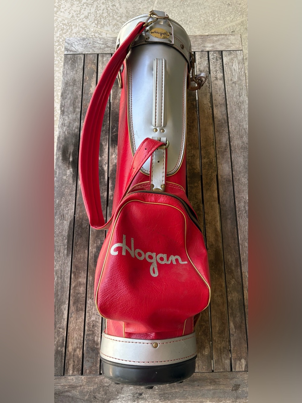 Vintage Ben Hogan AMF Red and Gray Golf Bag